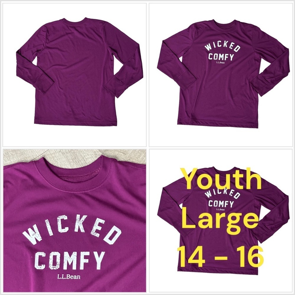 L. L. Bean Youth Large 14 - 16 Pullover Long Sleeve Shirt Wicked Comfy Purple